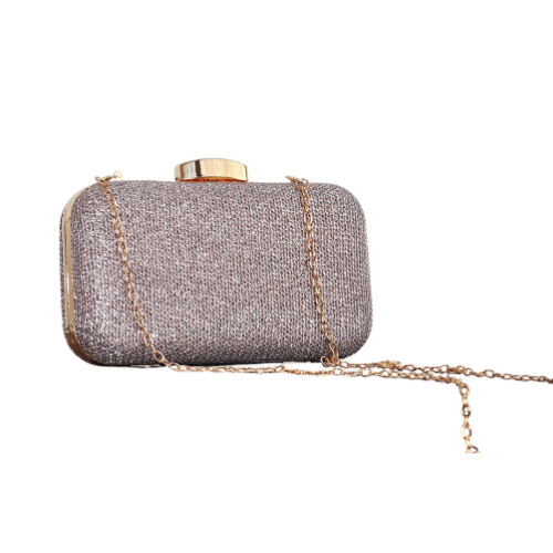 Luxury Metallic Woven Clutch · Ροζ χρυσό