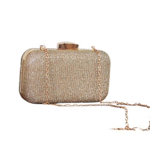 Luxury Metallic Woven Clutch · Champagne / Χρυσό